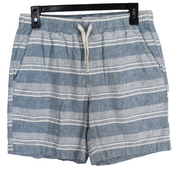 Old Navy Linen Blend Jogger Shorts Mens Size S Blue White Stripe 7" Inseam - Picture 1 of 3